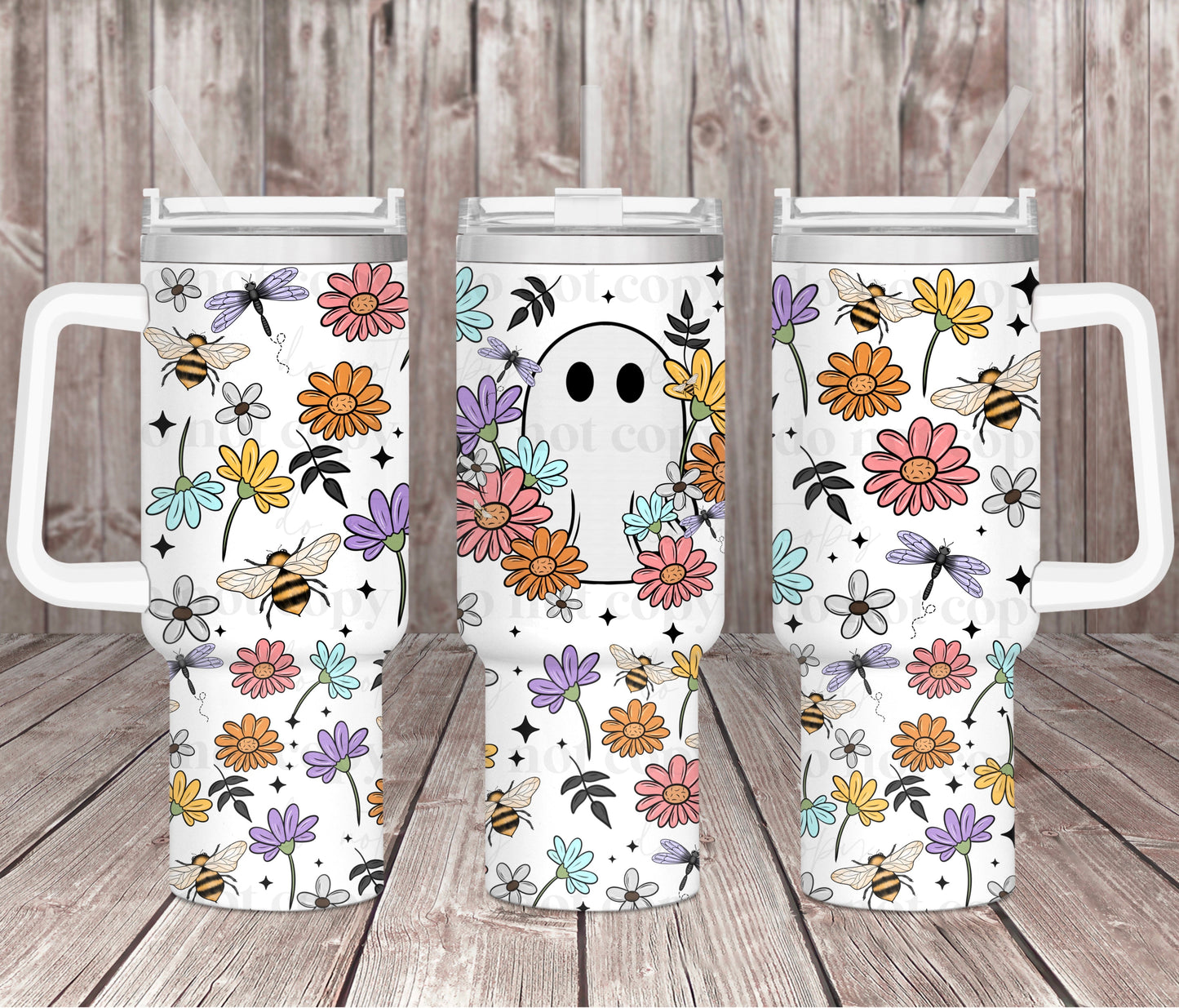 Floral Ghostie - 40oz Tumbler