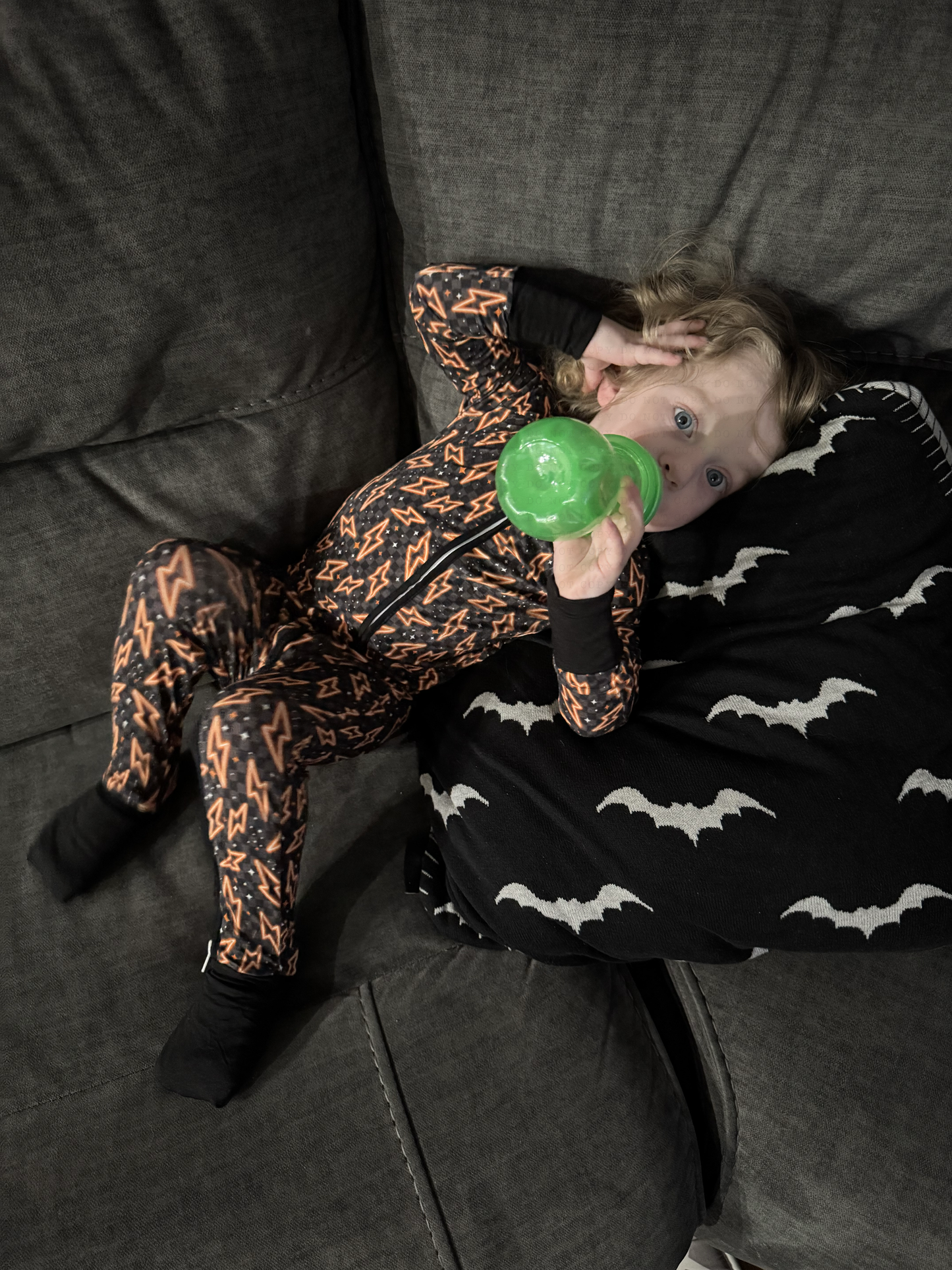 orange lightning bolt bamboo pjs