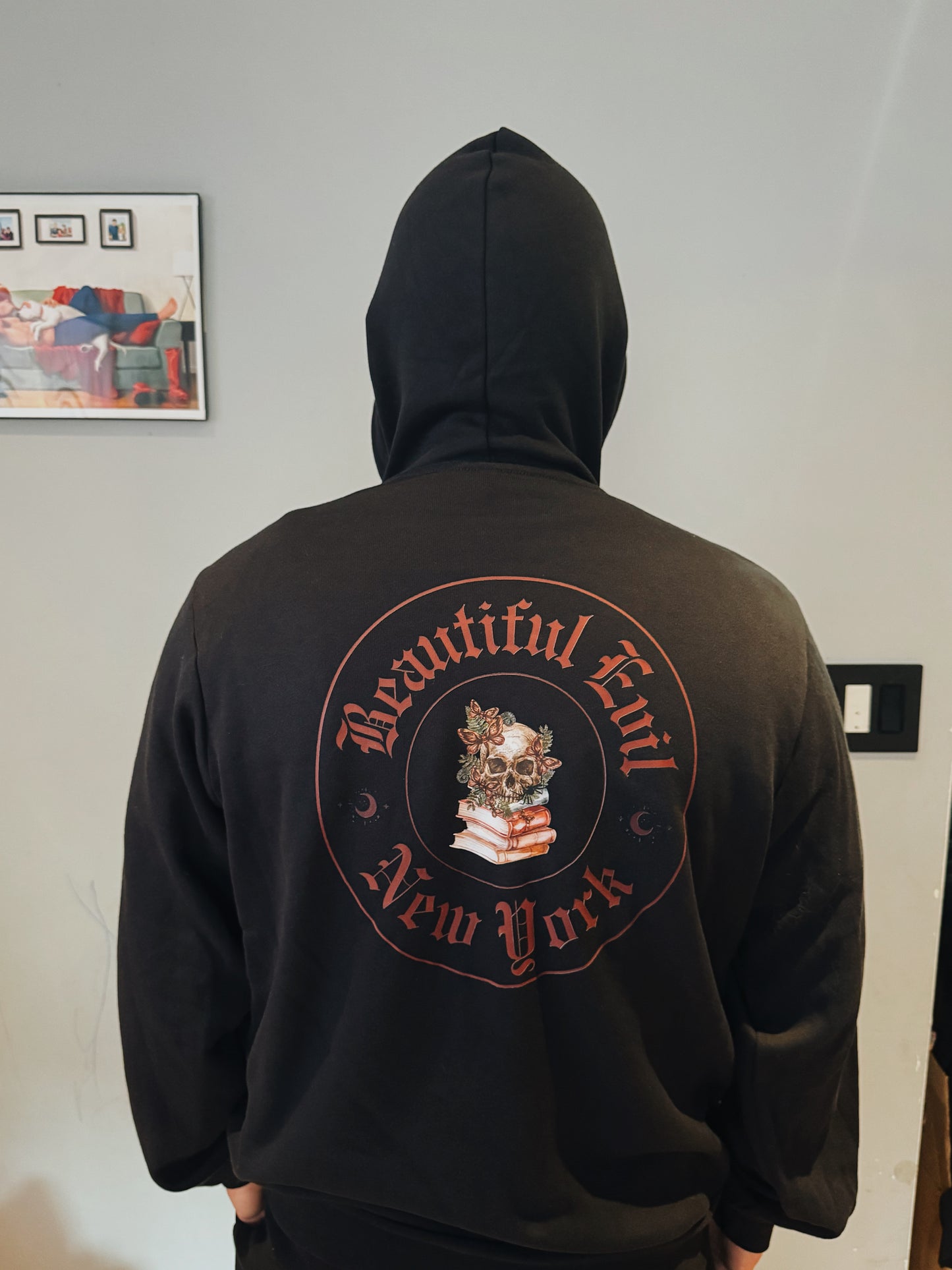 Beautiful Evil NYC | Black Zip Hoodie with Gothic Crest