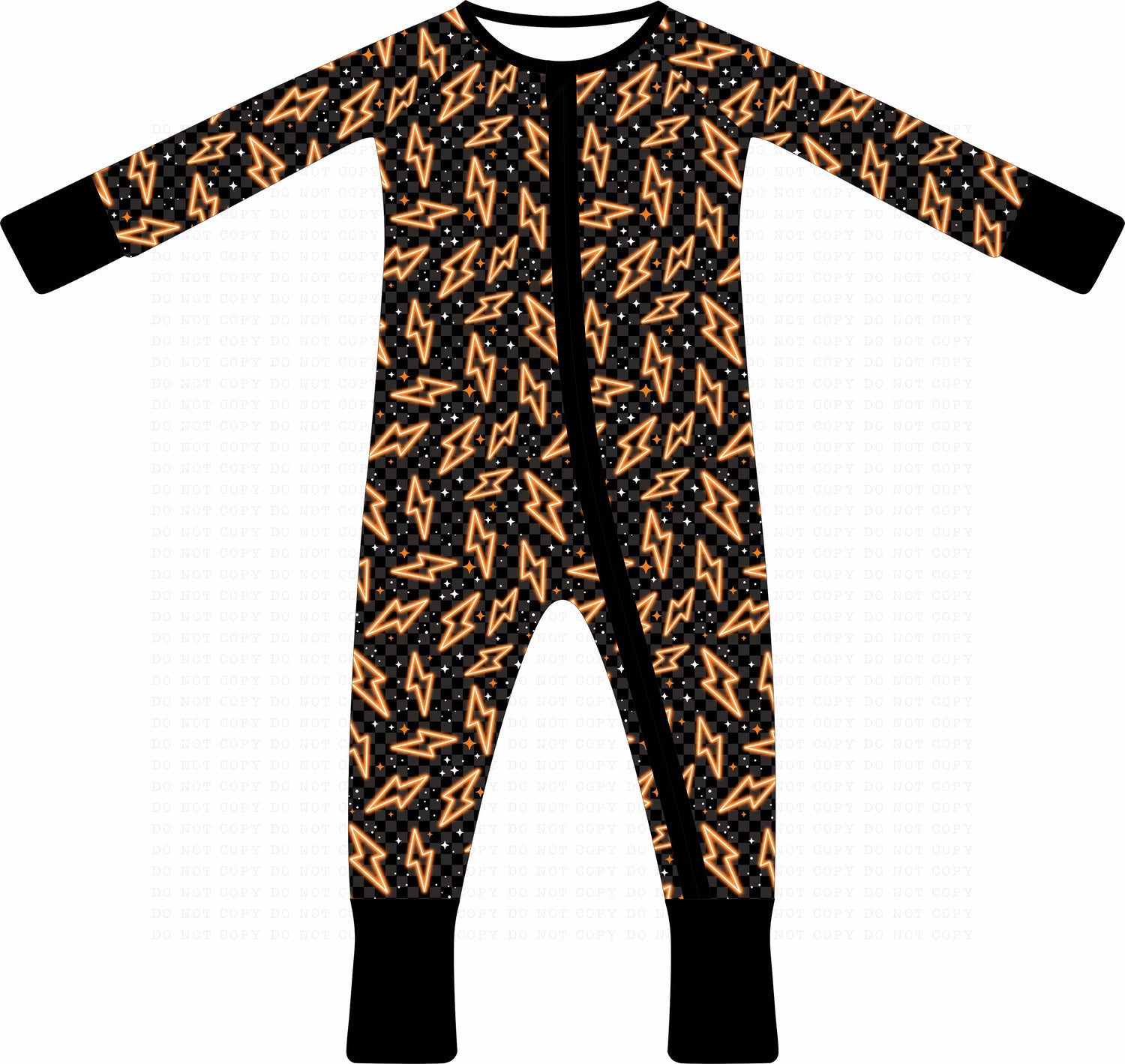 orange lightning bolt bamboo pjs