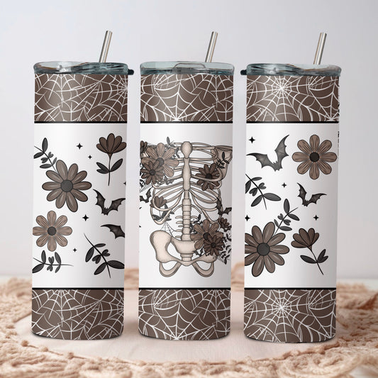 Floral Skellie Rib Cage - 20 oz Duo Tumbler