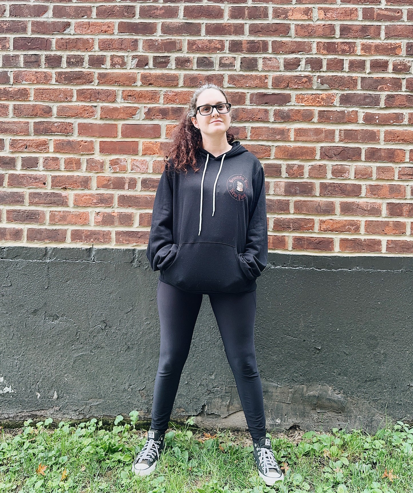 Beautiful Evil NYC | Black Hoodie with Red Gothic Crest
