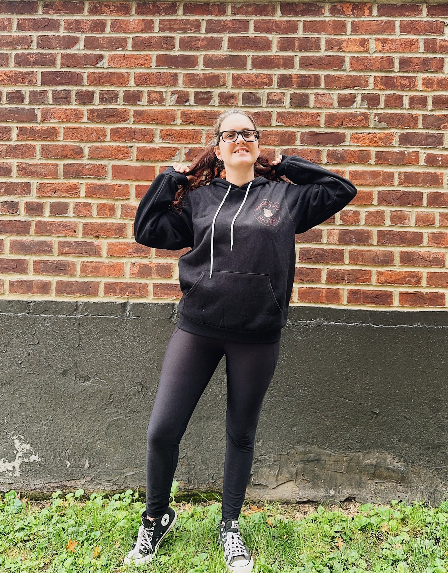 Beautiful Evil NYC | Black Hoodie with Red Gothic Crest