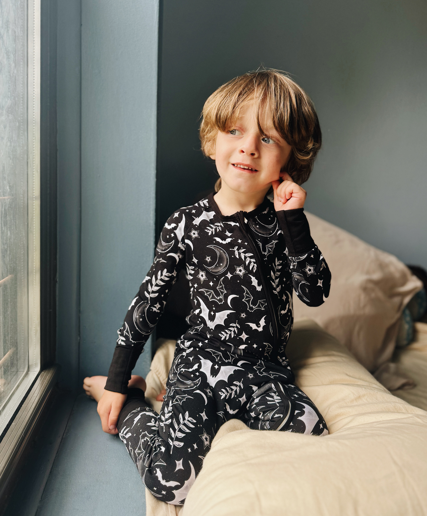 Midnight Bats Bamboo Romper
