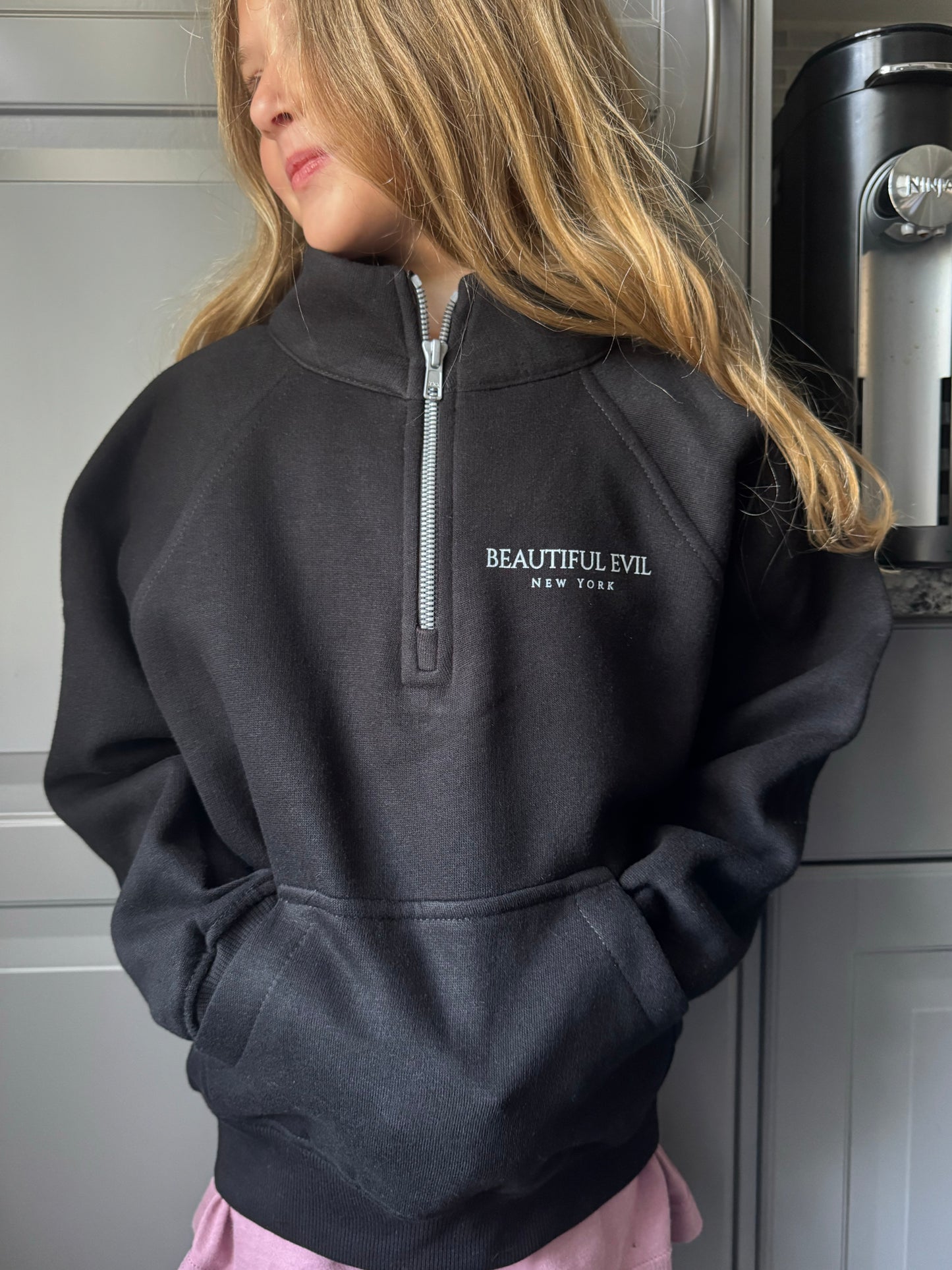 Black Half Zip - Kids