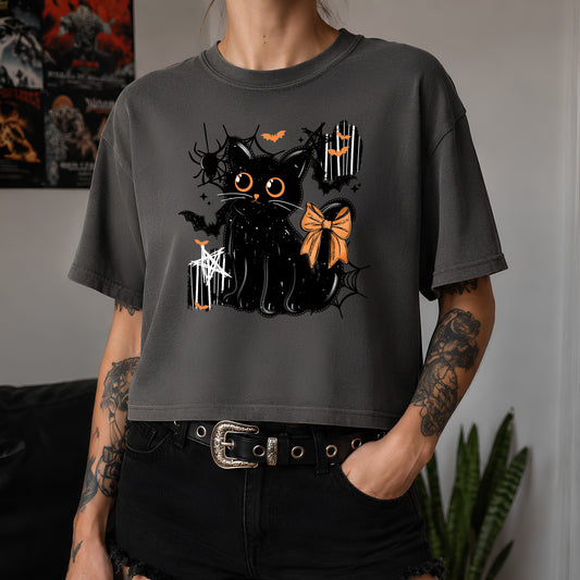 Black Cat Boxy Woman's Tee
